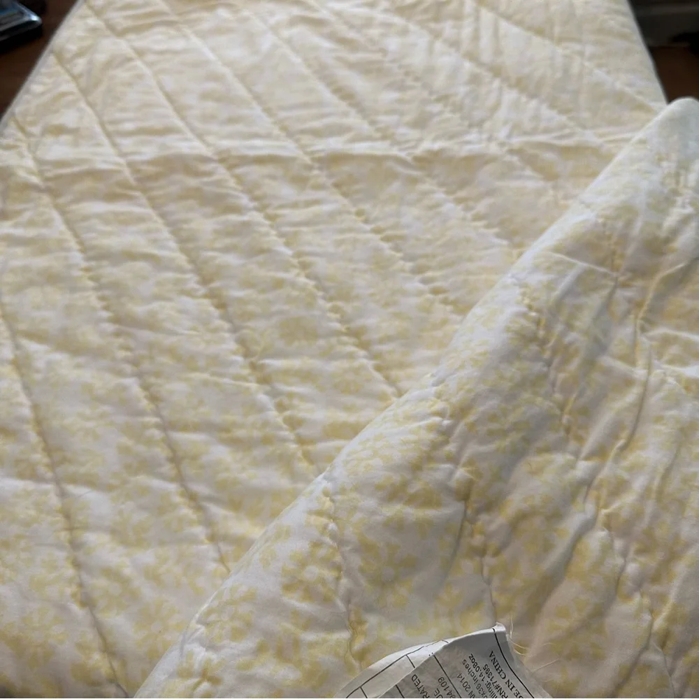 Pottery Barn Kids Lara Paisley Gray Yellow Reversible Toddler Baby Crib Quilt